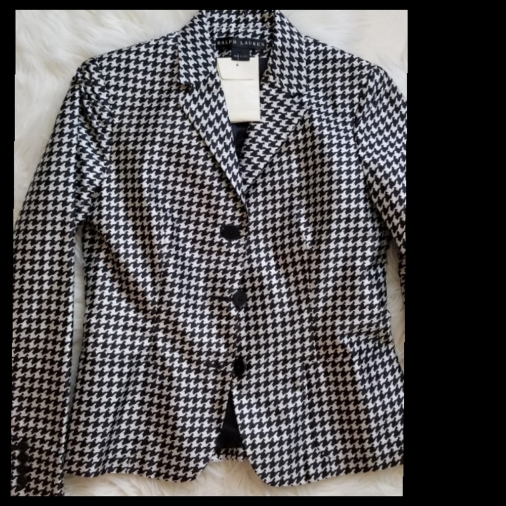 Ralph lauren black label houndstooth silk blazer
